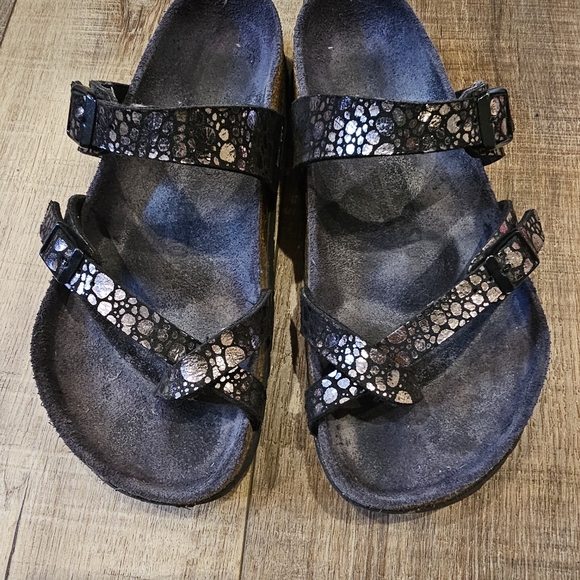 Birkenstock Shoes - Birkenstock Black Sandals With Silver